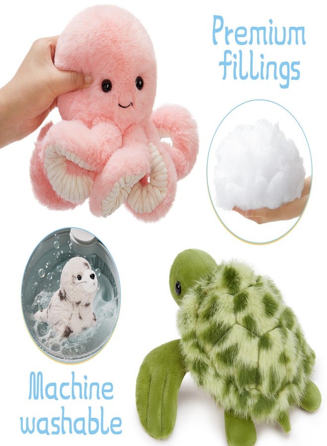 ماوجولان مجموعة ماوغولان المكونة من 6 قطع من ألعاب الحيوانات البحرية القطيفة، حيوانات محشوة للأطفال، هدايا حفلات كبيرة الحجم مع 10 قطع من حيوانات قطيفة مثل الحوت والقرش والسلحفاة والفقمة والأوركا والأخطبوط، زينة للفصول الدراسية، هدايا عيد الميلاد وعيد الحب - Image 3